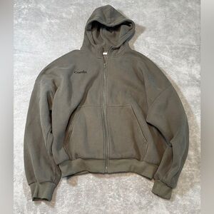 Comfrt Cloud Zip Hoodie Millstone Green Full-Zip Cozy Oversized Layers